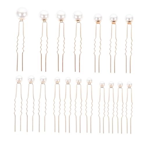 GALPADA 18 Stück Teiliges Perlen Haarschmuck U Förmige Haarstäbe für Braut Hochzeit Haarnadeln Damen und Mädchen Eleganter Haarschmuck für Festliche Frisuren von GALPADA