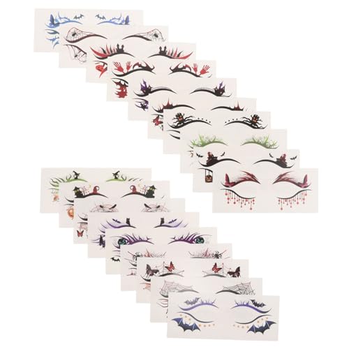 GALPADA 19 Stück Wasserdichte Augen Make Up Aufkleber Kürbisgesicht Halloween Aufkleber Maskerade Party Fledermaus von GALPADA