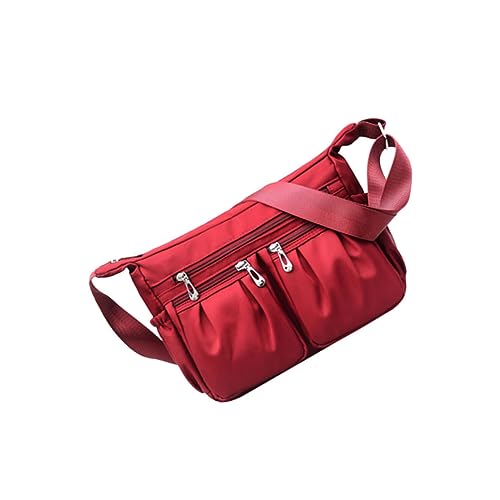 GALPADA Nylon Schultertasche Für Damen Und Mädchen Verarbeitet Mit Kartenfach Und Handyfach Stylische Umhängetasche in Rot Für Alltag Und Reisen von GALPADA