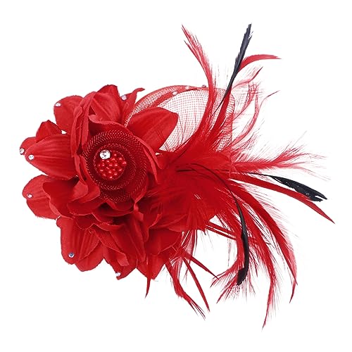 GALPADA 1Stk Blumenbrosche haarschmuck Haar haarclips hairpins Haarspange Kristall Brosche Pullover Haarklammern Blumen Haarnadeln Mädchen Stirnband Passen Korsage Braut rot von GALPADA