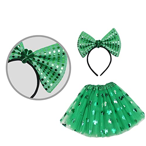 GALPADA 1stück Neuer Titel Lagiger Tüllrock Für Damen Mit Großem Schleifen-haarband Grünes Saint Patrick's Day Festkleid Für Partys Fotoshootings Und Besondere Anlässe von GALPADA