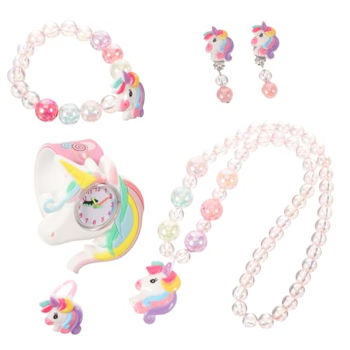 GALPADA 1satz Schmuckset Für Mädchen Teiliges Set Mit Armband Halskette Ohrringen Und Slap Watch Buntes Design Für Alter Von Jahren Sicheres Silikonmaterial Leicht Und Langlebig von GALPADA