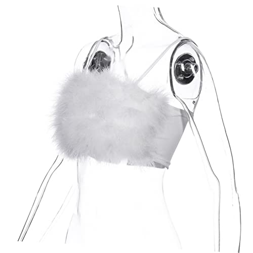 GALPADA 1stk Ärmellose Blusen Für Damen Fell Pelziger Westen-BH Trainingsoberteile Für Funkelnde Oberteile Für Frauen Pelz-Bikini Camisole-Weste Flauschige Italien Weiß Rückenfrei Fräulein von GALPADA
