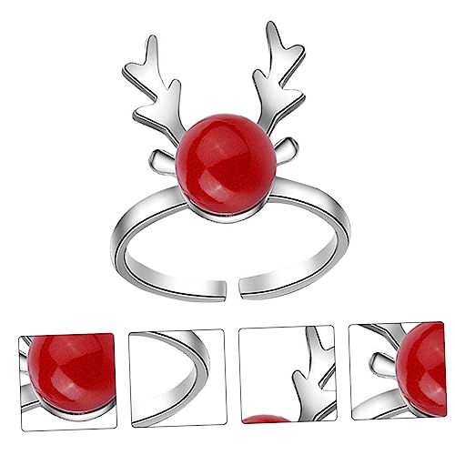 GALPADA 1stk Elch-perlen-ring Brautjungfernschmuck Rentiergeweihring Perlenschmuck Für Frauen Weihnachtsringe Perlenring Weihnachten Offener Ring Fräulein Persönlichkeit Schmücken Kupfer von GALPADA