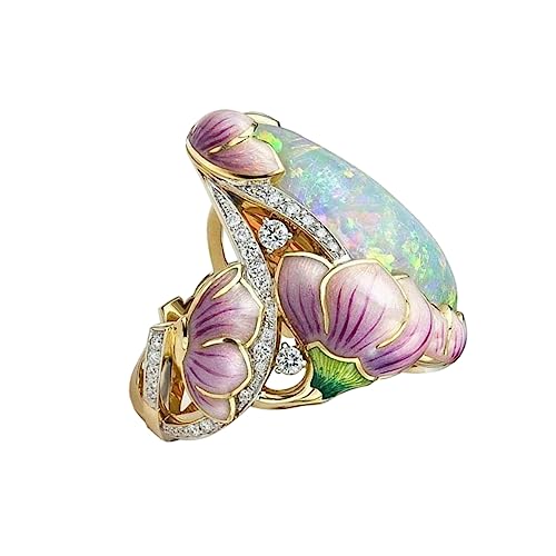 GALPADA 1stk Fingerring Schmuckzubehör Für Damen Ovaler Ring Bandringe Für Damen Floraler Partyring Blumenschmuck Blumenkunstring Ovaler Edelsteinring Trendige Ringe Mode Fräulein Kranz von GALPADA