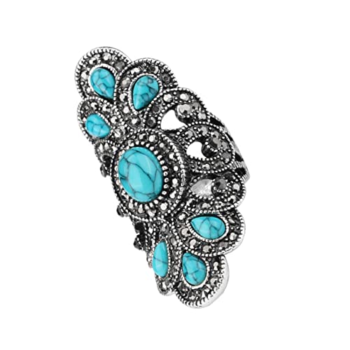 GALPADA 1stk Ring Mädchenschmuck Damenschmuck Kristalldekor Trendiger Schmuck Handschmuck Vintage-schmuck Steinschmuck Für Frauen Achat Für Frauen Blau Türkis Fräulein Zinklegierung von GALPADA