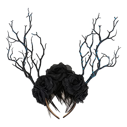 GALPADA 1stück Goth Hairband Für Halloween Haarschmuck-accessoire Mit Schwarzen Rosen Für Kostümpartys Für Geeignet von GALPADA