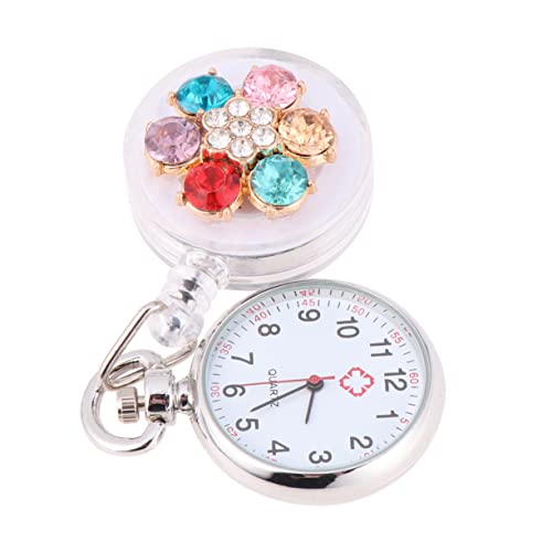 GALPADA 1stück Clip-Uhr Mit Blumen-Rhinestone Langlebig Und Für Ärzte Und Pflegekräfte Als Taschen Oder Ansteckuhr Für Täglichen Gebrauch von GALPADA