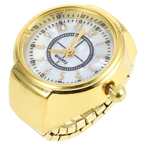 GALPADA Goldfarbene Ringuhr Mit Quarzuhrwerk Stilvolle Mini-fingeruhr Für Damen Und Herren Klassische Ziffernanzeige Für Klare Zeitablesung Schmuckstück Als Accessoire von GALPADA