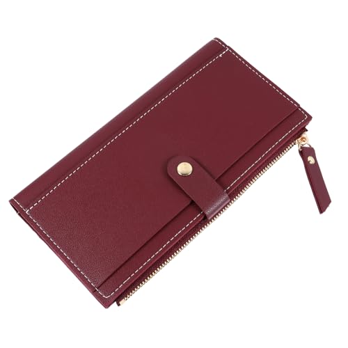 GALPADA 1stück Tragbares Langwallet Für Damen Multifunktionale Geldbörse Mit Vielen Kartenfächern Praktischer Münztasche Und Hochwertigem Pu-Material Für Unterwegs Farbe Weinrot von GALPADA