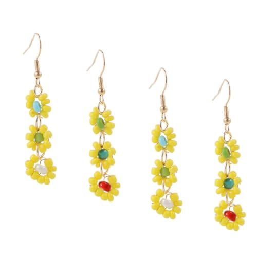 GALPADA 2 Paar Blumenohrringe Handgefertigt Retro-ohrhänger Für Damen Baumelnder Schmuck Zufällige Farbe von GALPADA