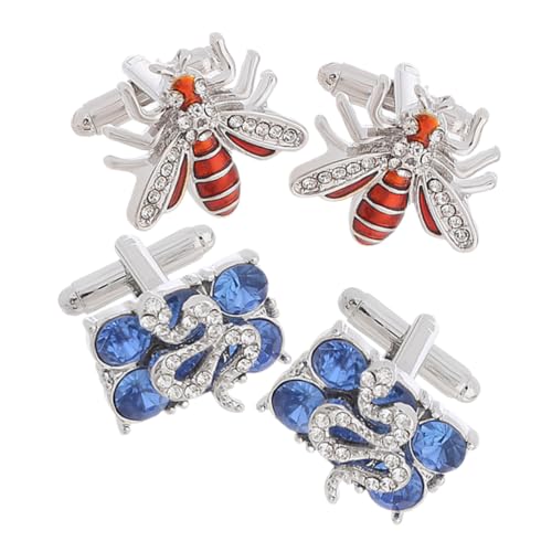 GALPADA 2 Paar Bienen-manschettenknöpfe Retro-manschettenknöpfe Anzugknöpfe Schlange Manschettenknöpfe Nieten Für Smokinghemden Smokingknöpfe Accessoire Für Herrenanzüge Strasssteine von GALPADA