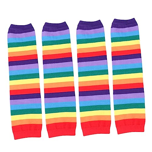 GALPADA 2 Paar Regenbogen Kniestrümpfe Baumwollschlauch Socken Gestreifte Röhrensocken Cosplay-kniestrümpfe Bunte Röhrensocken Regenbogen-kniestrümpfe Strumpfband Handschuhe 35 c Kalb von GALPADA