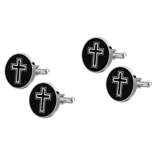 GALPADA 2 Paar Kreuz Manschettenknöpfe Krawatte Herren Smoking Taschenknöpfe Anstecknadel Gadgets Modeschmuck Accessoires Ohrstecker Anzug Bar Kostüme Manschettenknöpfe von GALPADA