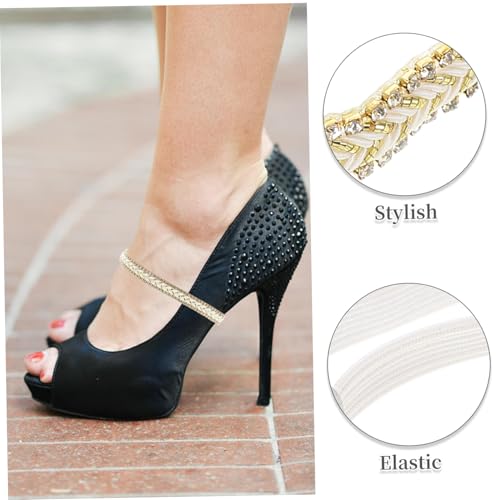 GALPADA 2 Paare Elastische Schuhbänder für High Heels mit Glitzer strass Rutschfeste Dehnbare Fersenriemen für Sicheren Sitz Bequemes An Ausziehen Geeignet für Damen Pumps und Absätze von GALPADA
