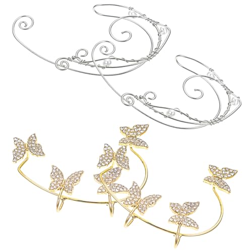 GALPADA 2 Paare Ohrschmuck Schmetterling und Elfen Ohrclips frei von Piercing Leichte Ohrmanschetten mit Funkelnden Strasssteinen Modische Clips für Damen zu Party und Alltag GALPADA 2 Paare Ohrschmuck Schmetterling und Elfen Ohrclips frei von Piercing Leichte Ohrmanschetten mit Funkelnden Strasssteinen Modische Clips für Damen zu Party und Alltag von GALPADA
