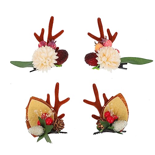 GALPADA 2 Paare Weihnachtliche Geweih Haarspangen Haarklammern für Damen Bequemes Tragen Festlicher Haarschmuck für Party Hochzeit Geburtstag und Alltag von GALPADA
