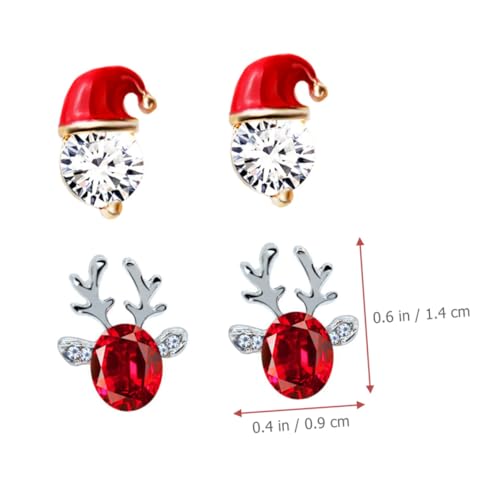 GALPADA 2 Paare Weihnachts Ohrringe Ohrstecker Damen Weihnachtsmütze Gold Hirschgeweih Rot Festlicher Schmuck für Frauen Party Schmuck von GALPADA