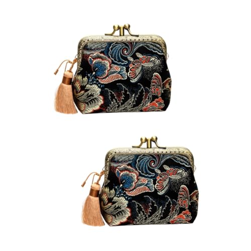 GALPADA 2stücke Vintage Double Layer Purse Mit Retro Design Für Shopping Und Reisen Leicht Und Kompakt Für Kosmetik Und Kleingeld von GALPADA