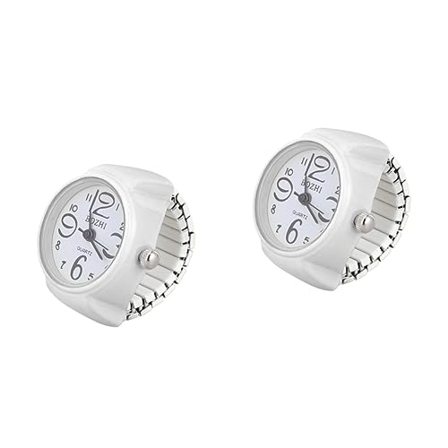 GALPADA 2 STK Neuheit Fingerringuhren Einzigartige Ringuhr Für Männer Unisex-Ring Männer Ringe Kleine Freizeituhren Ringe Für Frauen Herrenuhren Uhr Klingeln Wasserdicht Mini-Uhr Mann Weiß von GALPADA