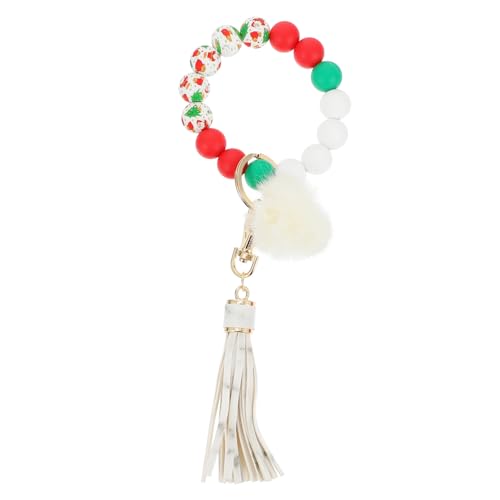 GALPADA 2 STK Quaste Fellknäuel Armband Urlaub Geldbörse Anhänger Auto Schlüsselbundhalter Armband Bettelarmband Pom Pom Schlüsselanhänger Geldbörse Schlüsselanhänger Tasche Weiß Kieselgel von GALPADA