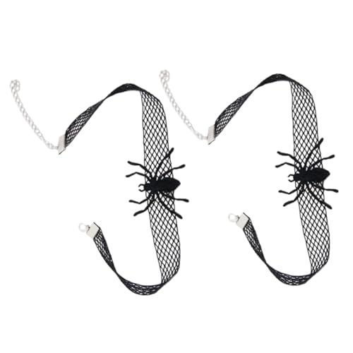 GALPADA 2 STÜCK Gothic Halloween Spinnen Halsketten Elastisch Dehnbar Choker Schmuck für Damen und Mädchen Modisch Auffällig für Kostümfest Karneval von GALPADA