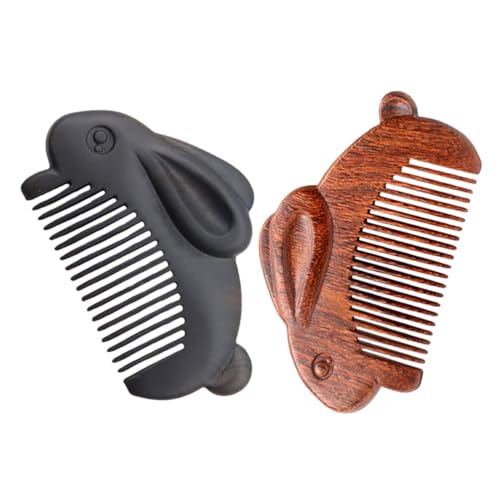 GALPADA 2stücke Entzückender Holzkamm Hasenkamm Feiner Kamm Schuppenkamm Lockenkamm Kleiner Tragbarer Kamm Haarkämme Für Frauen Und Männer Zum Entwirren Und Stylen Für Unterwegs Tasche von GALPADA