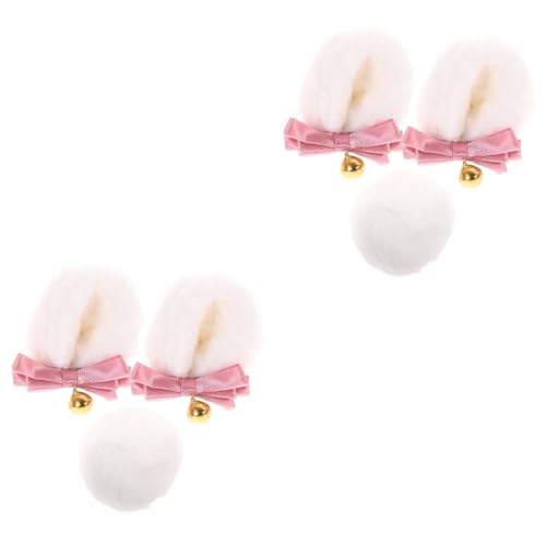 GALPADA 2 Sätze Ohr Haarspange Bärenohren Haarspangen Für Tierohren Haarspangen Bärenschwanz Ohren Plüsch Haarband Hasen-stirnband Clip Auf Ohren Weiß von GALPADA