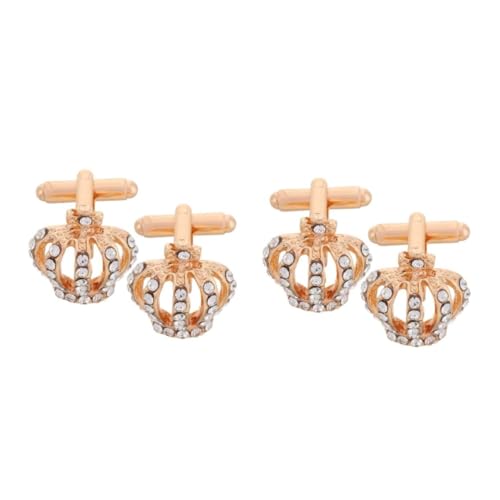GALPADA 2 Sätze Manschettenknöpfe Mit Krone Kronarmband Für Männer Strassknöpfe Für Bekleidung Kronenschmuck Modische Knopfabdeckung Manschette Verknüpft Zubehör Diamant Golden 2 Stück * 2 von GALPADA