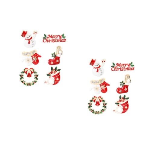 GALPADA 2 Sätze Weihnachtsbrosche Mode Charme Stift Plüschtiere Email Pin Perlen Weihnachtsanstecker Anstecker Weihnachten Rucksack-abzeichen Halstuch Brustnadel Zinklegierung 6 Stück * 2 von GALPADA