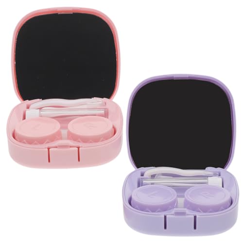 GALPADA 2 Satz Kontaktlinsenbehälter für Farbige Kosmetiklinsen Tragbar mit Spiegel Stylisch und Kompakt für Reisen Linsentragebox für Damen von GALPADA