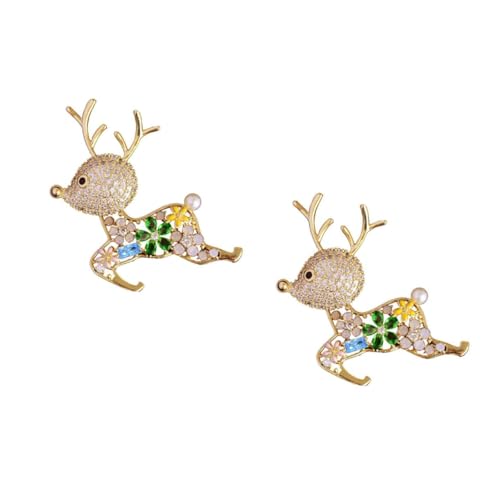 GALPADA 2 Stck. Weihnachtsbrosche Rehkitz hochzeitsdeko hochzeitsdeco gebutagsdeko Niedliche Tierbrosche Weihnachtsstrumpf Stuffer Yule brosche stütze Elch Brosche Zirkon von GALPADA