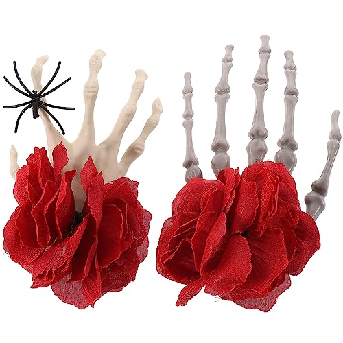 GALPADA 2 Stk Skeletthände Haarnadeln Kopfbedeckungen Mit Skelett-entenschnabel-clip Gothic Totenkopf Haarspange Haarschmuck Punk-horror-knochen-haarspange Die Stoff Die Blumen von GALPADA