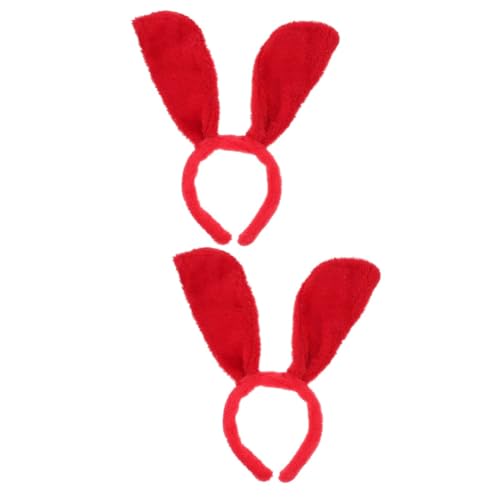GALPADA 2 Stk Stirnband mit Tierohren tierische Ohren Hundehasenohren Hundekostüm halloween haarreif halloween headband Party-Kopfschmuck-Dekoration einzigartiger Kopfschmuck Polyester rot von GALPADA