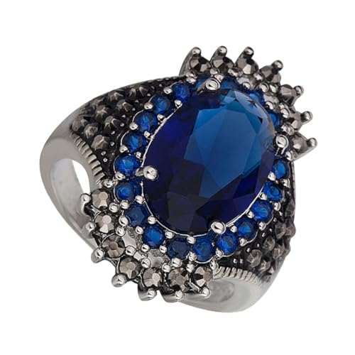 GALPADA 2 Stk Übertriebener Edelsteinring Geschenk Für Frauen Erinnerungsgeschenke Bandringe Für Damen Roter Ring Blauer Ring Kupfernickel Roter Granatapfel Dekorativer Ring Fräulein von GALPADA