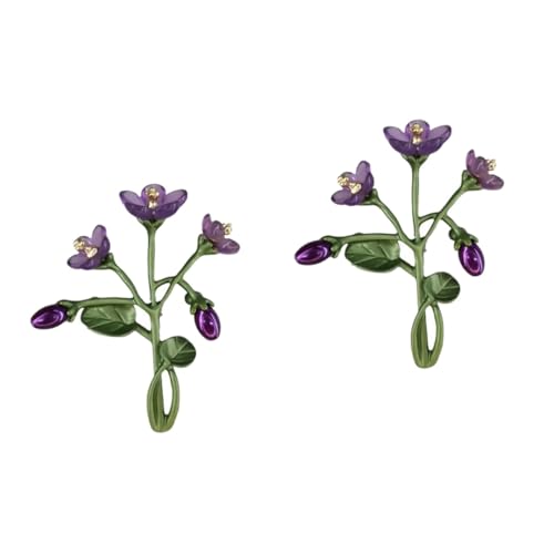 GALPADA 2 Stk Violette Brosche Brosche Für Männer Kragenbrosche Botanisches Broschennadel Emaille-brosche Veilchen Lebende Pflanzen Perlendekor Cool Orchidee Fräulein von GALPADA