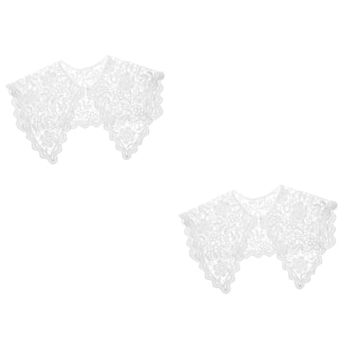GALPADA 2 Stk durchbrochener Schal geblümtes damenkleid Schal gefälschter Kragen Braut-Shirt женская одежда ملابس نسائية Frauenkleid Damenhemden Damen Schal Spitzenkragen Baumwolle Weiß von GALPADA