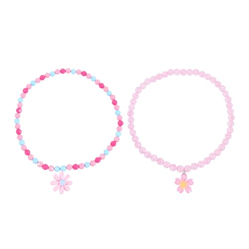 GALPADA 2 Stück Acryl Halskette mit Sonnenblumen und Kirschblüten Anhänger Perlen Choker Schmuck für Mädchen Süßes Geschenk für Geburtstage und Festliche Anlässe von GALPADA