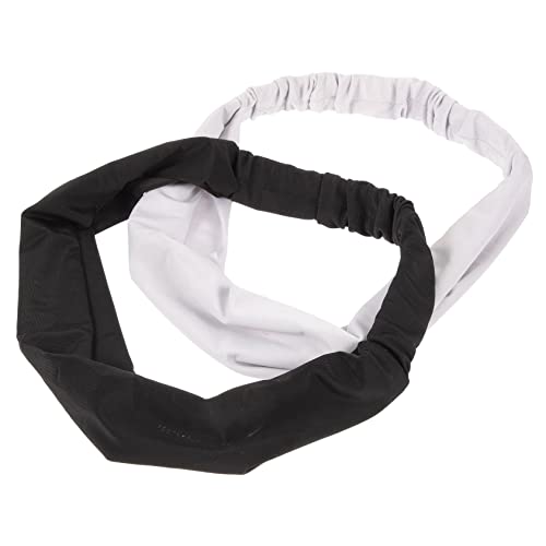 GALPADA 2 Stück Atmungsaktive Elastische Sport Stirnbänder für Damen Schweißabsorbierend Hautfreundlich Teiliges Schwarz Hellgrau für Workout Yoga Laufen und Fitness von GALPADA