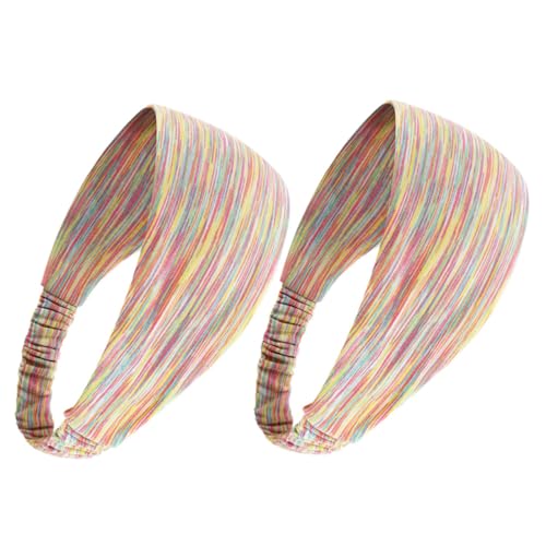 GALPADA 2 Stück Atmungsaktive Elastische Sport Stirnbänder für Damen und Herren Feuchtigkeitsabsorbierend für Yoga Laufen und Fitness Farbenfrohes Haarband und Schweißableitend von GALPADA