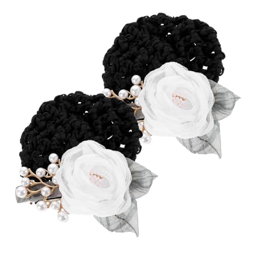 GALPADA 2 Stück Blumen haarnetz Haarklammern mit Netz Haarschmuck für Damen Elegant Haarknoten halter Geeignet für Dickes und Dünnes Haar Büro und Alltag von GALPADA