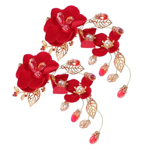 GALPADA 2 Stück Braut Haarschmuck Perlen Haarspangen mit Blumenmotiv Handgefertigt Eleganter Hochzeit Haarklammer für Damen Romantischer Schmuck für Braut Frisur von GALPADA