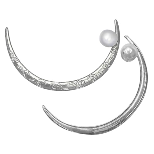 GALPADA 2 Stück Chinesischer Haarstab für Dutt Damen Gebogener Haarnadel mit Perlen Eleganter Haarpin für Langes Haar Dekoratives Haarschmuck in Silber Schonend und Langlebig von GALPADA
