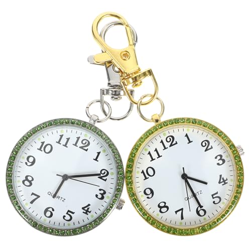 GALPADA 2stücke Taschenuhr Schlüsselanhänger Clip Mit Strass Verzierung Für Unisex Damen Herren Junge Mädchen von GALPADA