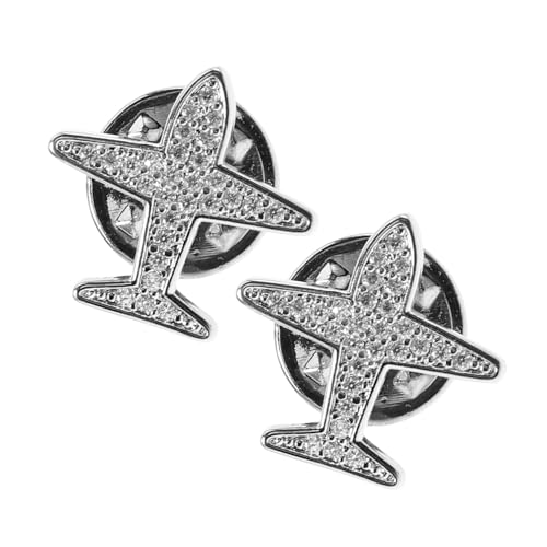 GALPADA 2 Stück Dekorative Broschenknöpfe ohne Nähen Silberne Flugzeug Broschennadeln aus Verschleißfester Legierung Sichere Hemd Pins für Damenjacken Westen und Jeans Wiederverwendbar von GALPADA