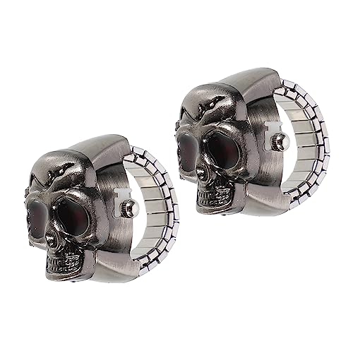 GALPADA 2 Stück Geisterkopf-Ringuhr Vintage-Uhren Für Herren Damen-Bandringe Damenschmuck Vintage-Fingeruhr Modische Uhren Für Damen -Ringuhr Fingeruhr Für Herren Damen von GALPADA