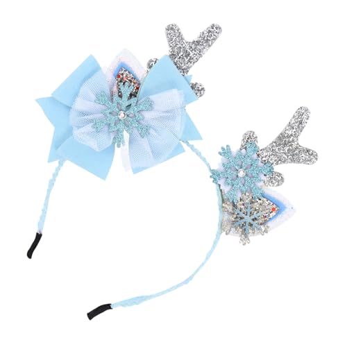 GALPADA 2 Stück Geweih Stirnband Party Weihnachten Elch Stirnband Haarreif Dame Kostüme Weihnachts Tier Spielset Mädchen Schleife von GALPADA