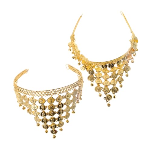 GALPADA 2 Stück Goldene Pailletten Haarkette mit Metallmünzen Leichter Boho Tanzkopfschmuck Modisches Party und Festival Accessoire für Damen Teiliges von GALPADA