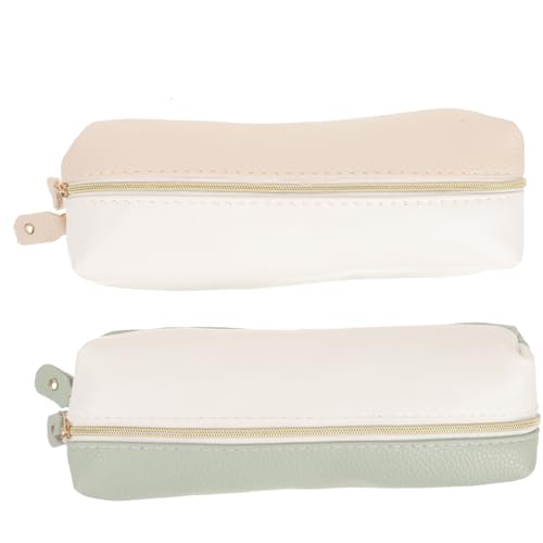 GALPADA 2 Stück Großes Federmäppchen mit Doppelseitigem Reißverschluss PU Material Schlankes Design Große Kapazität für Schüler Büro und Künstler Robuste Verarbeitung Zufällige Farbe von GALPADA