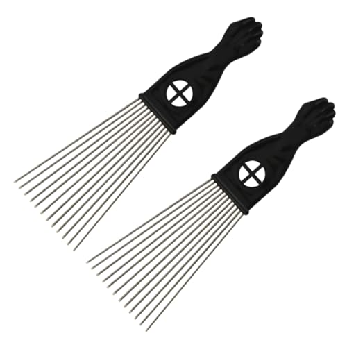 GALPADA 2 Stück Haarkamm aus Stahl Breiter Kamm mit Kunststoffgriff Entwirrender Rake Kamm für Männer und Jungen für Einsatz im Salon Hause von GALPADA